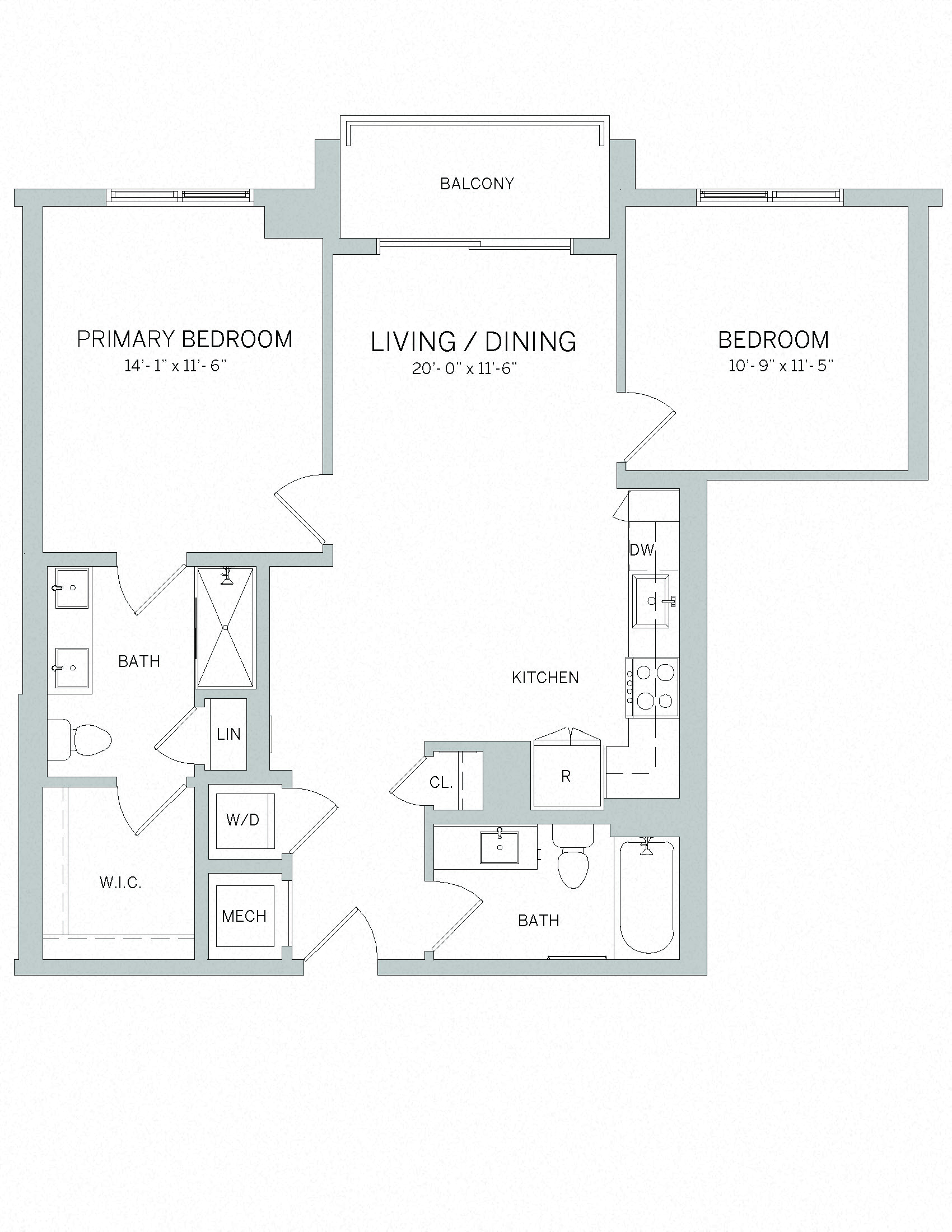 B04W Floor Plan at AVE Tampa Riverwalk, Florida, 33602